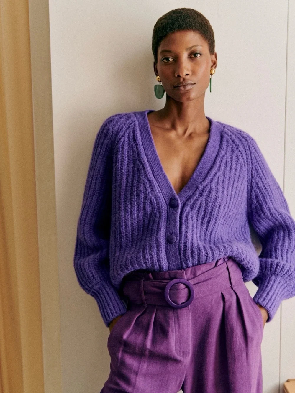NWOT 🇫🇷 Sézane Basile Cardigan Sweater Purple